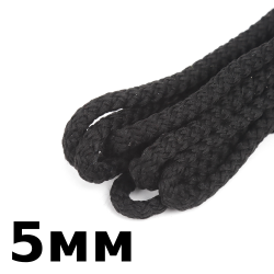 Шнур с сердечником 5мм, цвет Чёрный (плетено-вязанный, плотный)  в Владимире