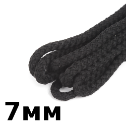 Шнур с сердечником 7мм, цвет Чёрный (плетено-вязанный, плотный)  в Владимире
